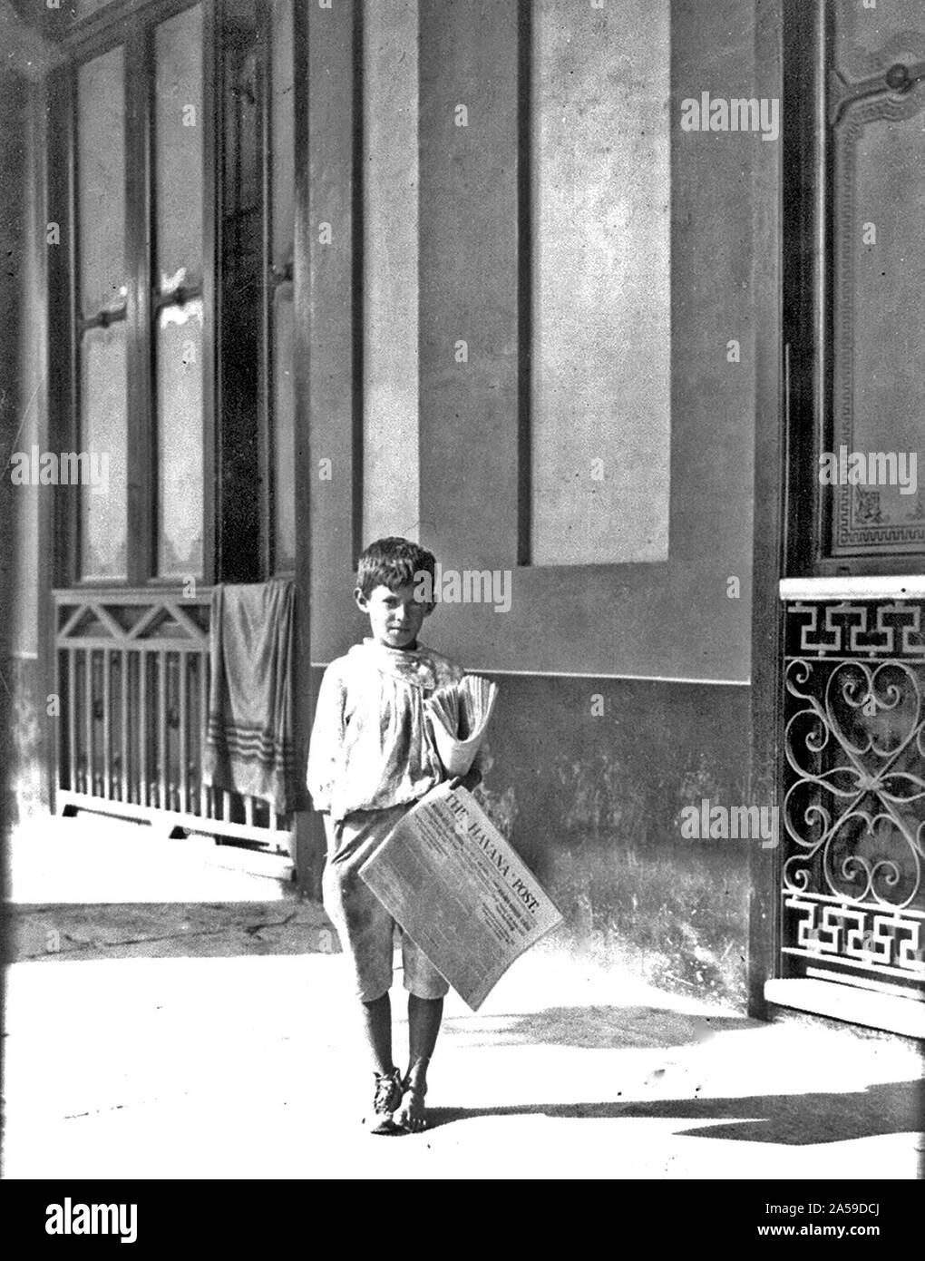 Newsboy, 1917 Cuba Stock Photo