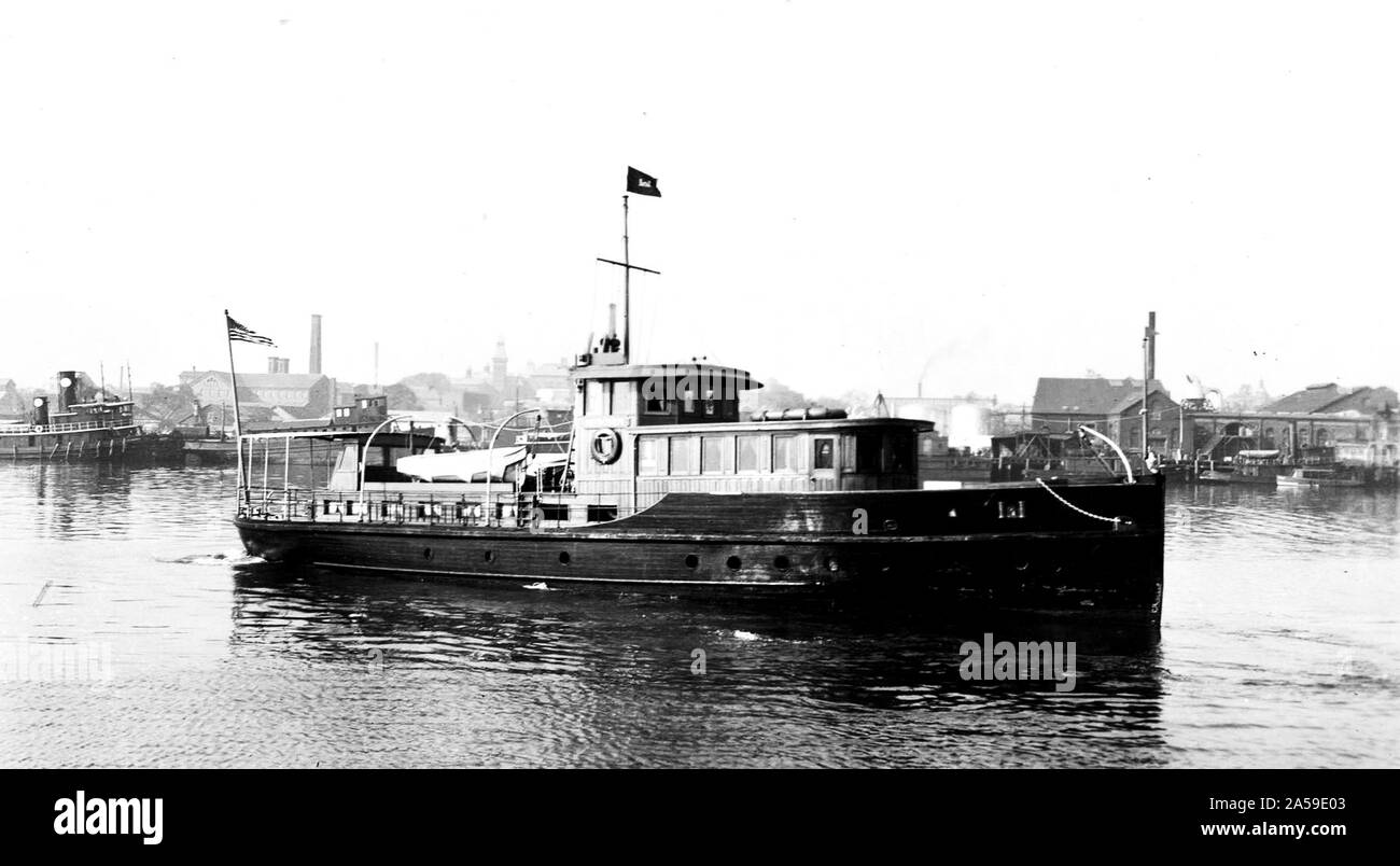 This photograph depicts a broadside view of the Monomoy at Fox Point in Providence Rhode Island. 1939 Stock Photo