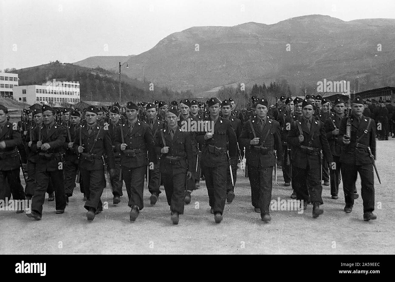 Soldiers of the Black Legion at Koševo, Sarajevo. Date April 1942 Stock Photo