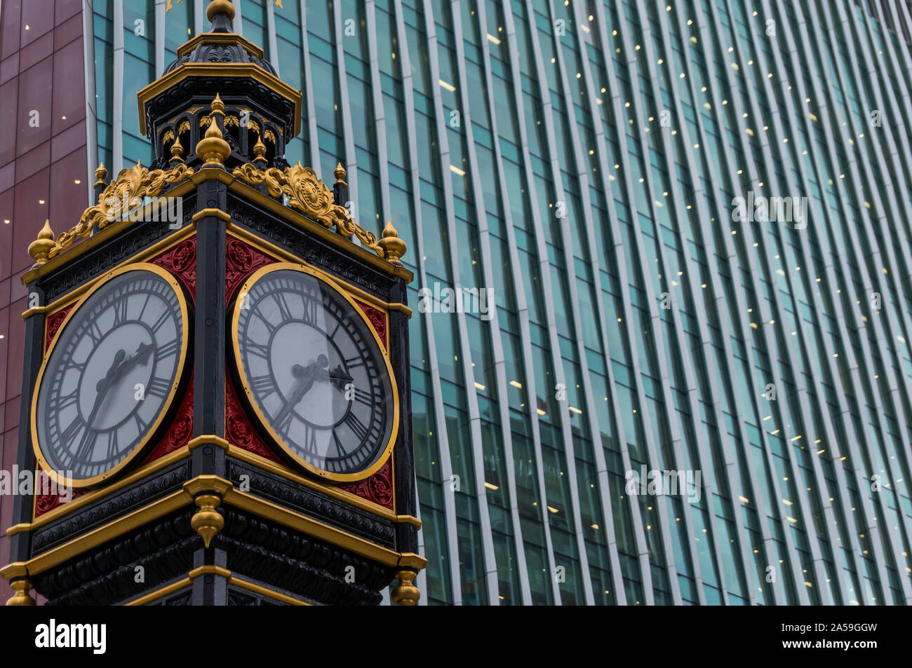 Little Ben Clock Tower in London near Victoria Station, with skyline in