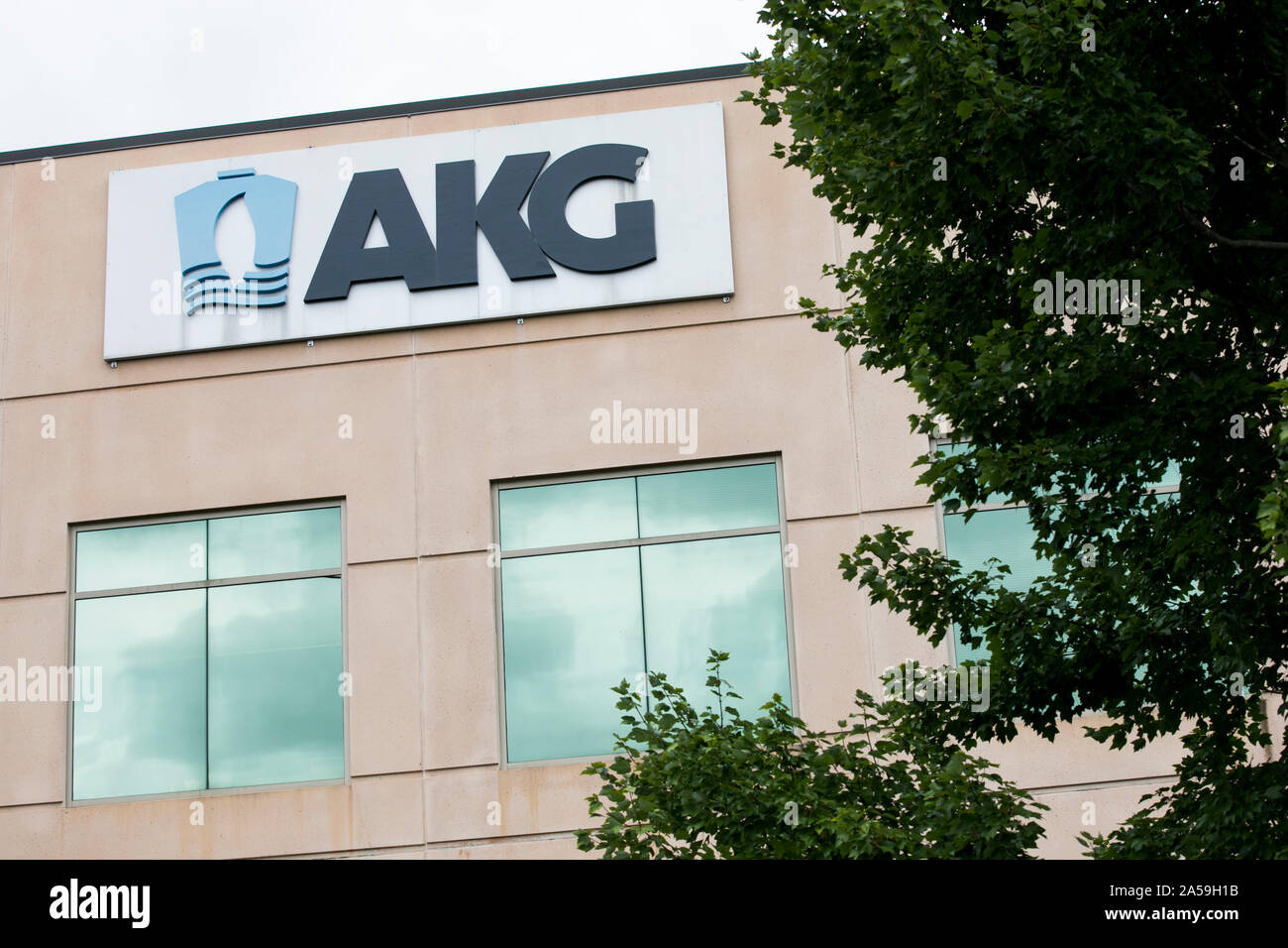 A logo sign outside of a facility occupied by the AKG Group in Mebane,  North Carolina on September 14, 2019 Stock Photo - Alamy