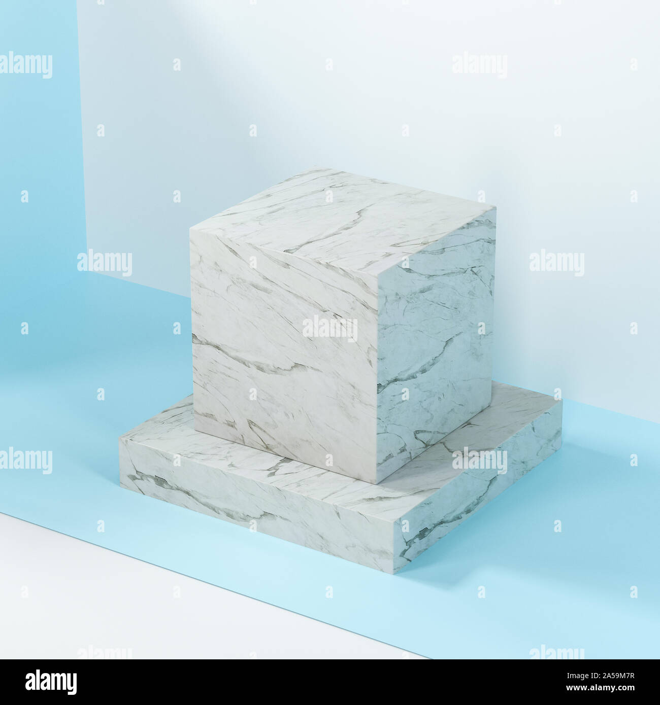 Square platform with solid color background, 3d rendering. Computer ...