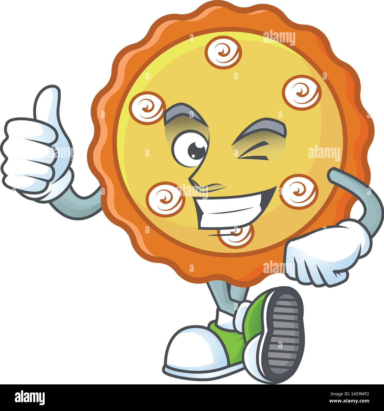Thumbs up sweet apple pie with fruit fresh. Stock Vector