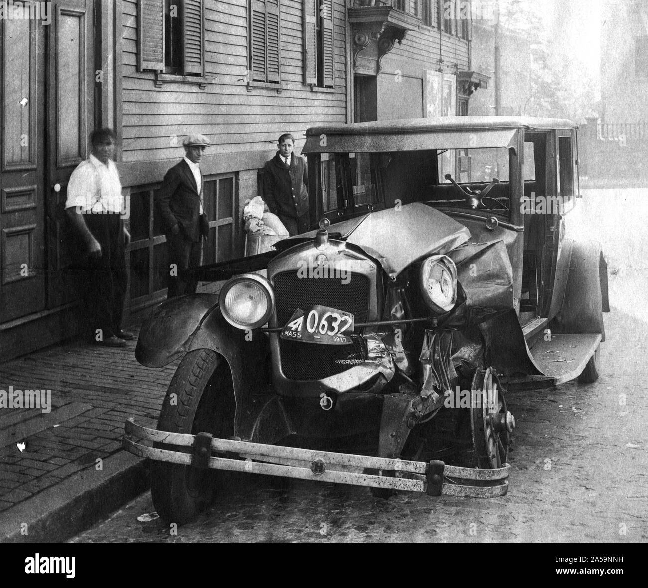 Hupmobile Auto and car collision. 1927 Stock Photo