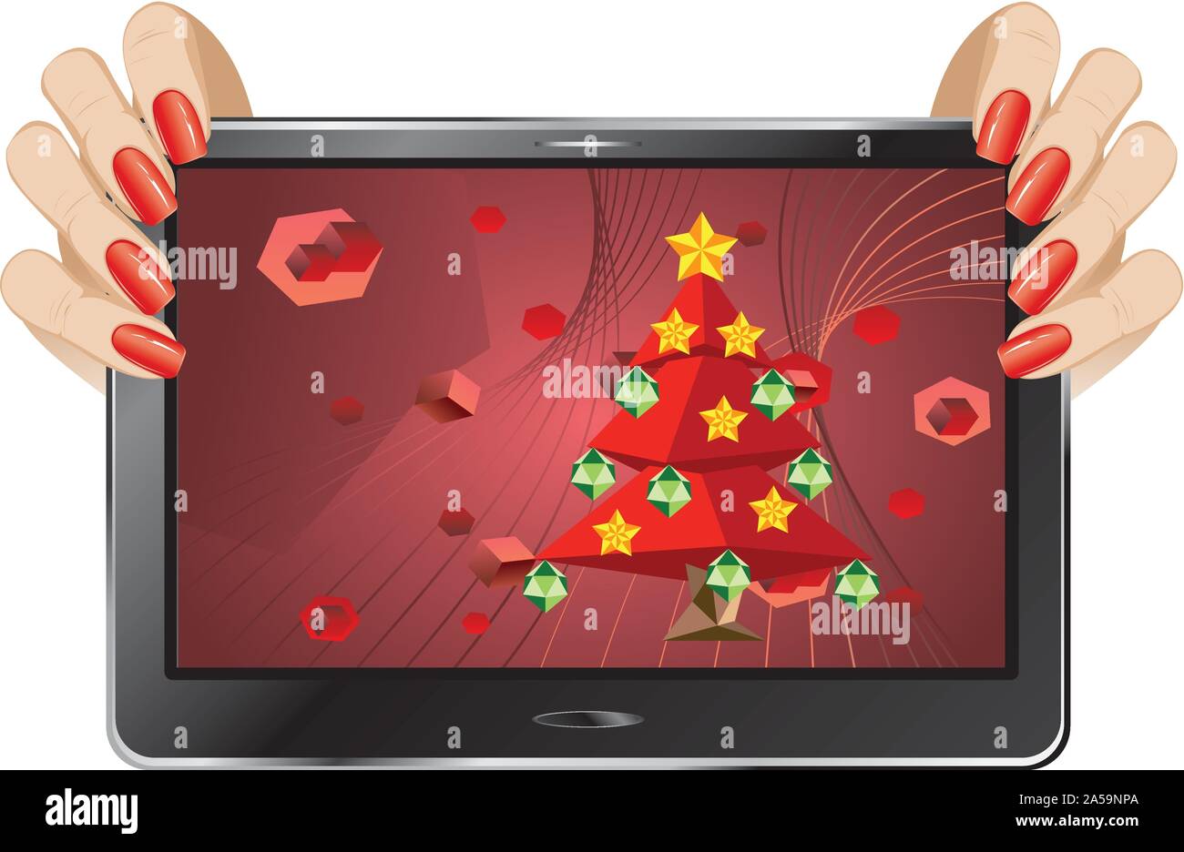 Happy new year or merry Christmas greetings on digital display. Stock Vector