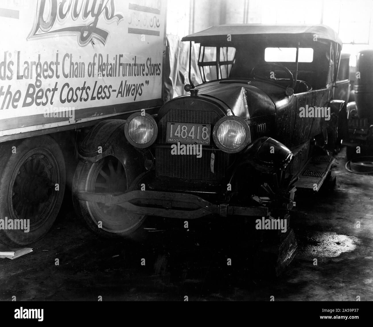 Automobile from Car Accident 1929 Stock Photo