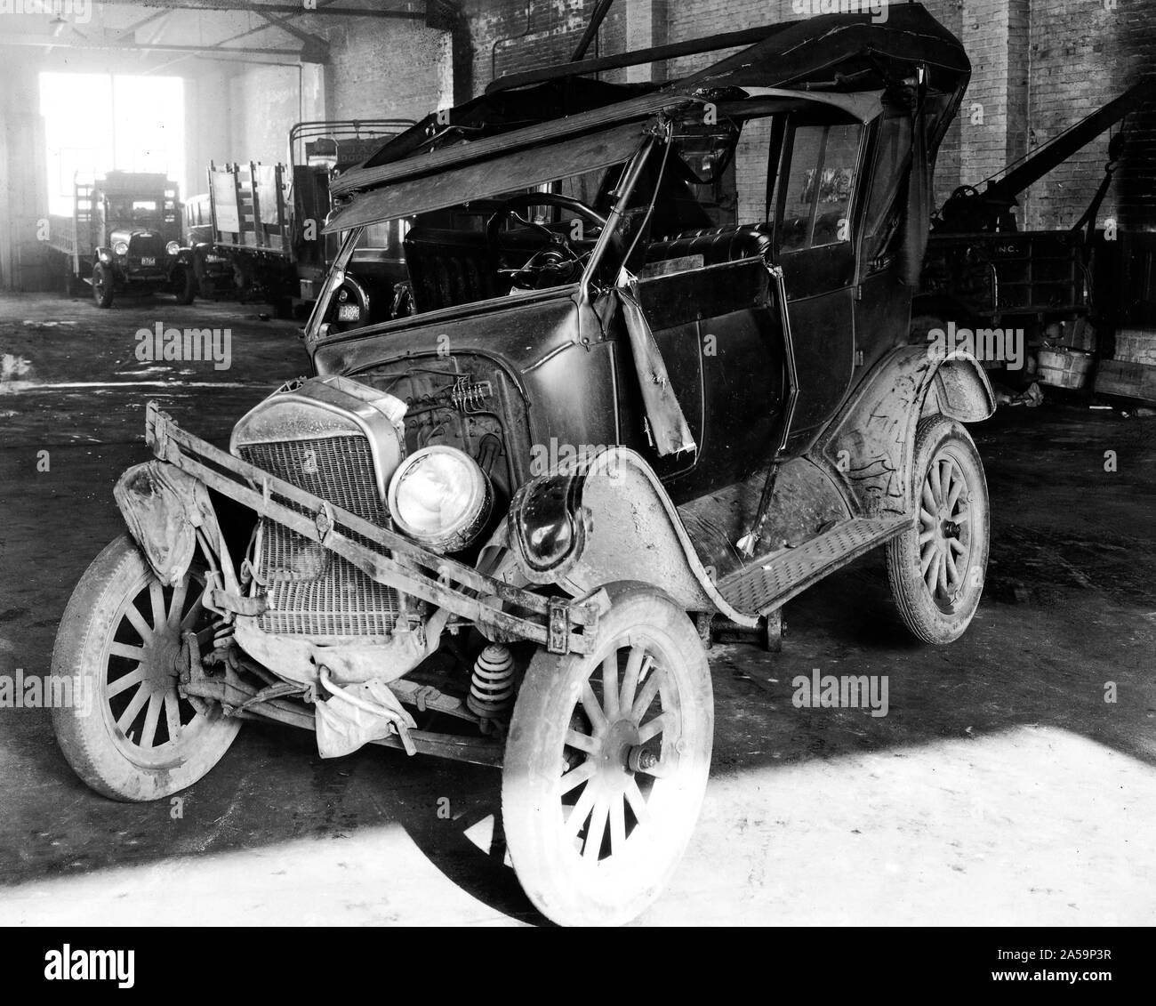 Automobile from Car Accident 1929 Stock Photo