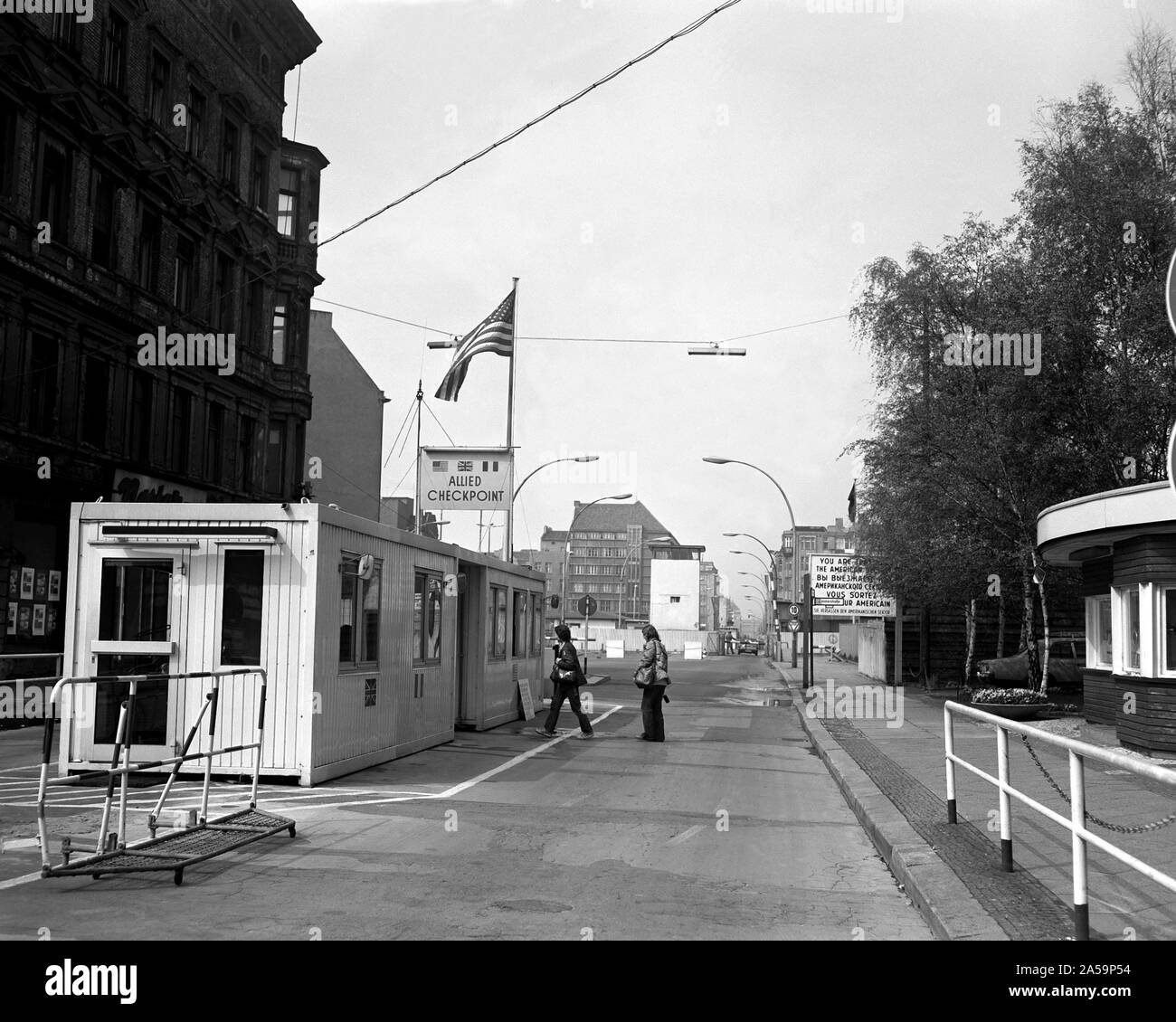 A view of Checkpoint Charlie, the crossing point for foreigners who are