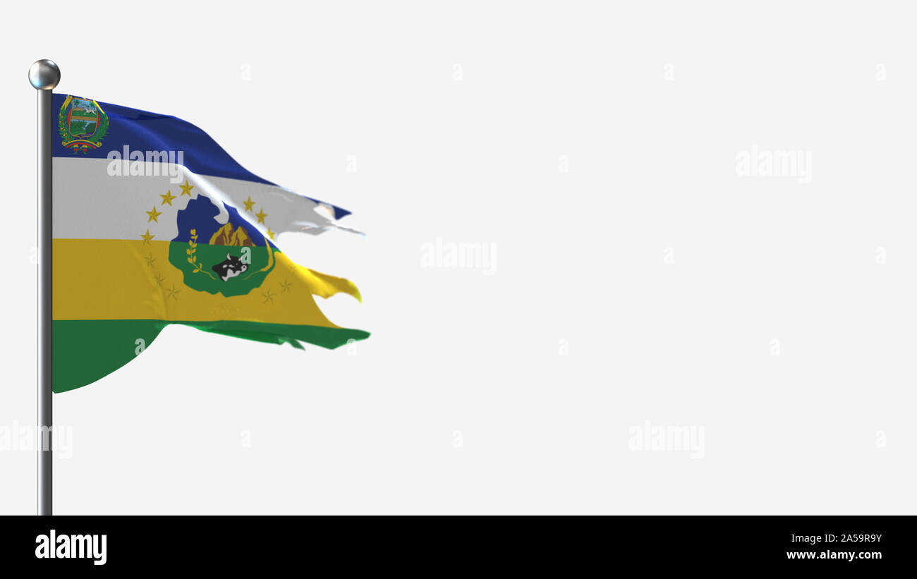 Guarico Venezuela 3D tattered waving flag illustration on Flagpole. Perfect for background with space on the right side. Stock Photo
