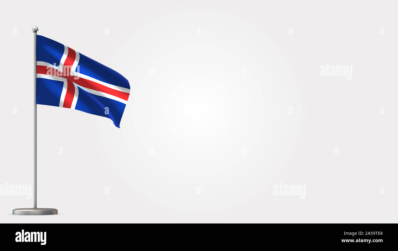 Iceland 3D waving flag illustration on Flagpole. Perfect for background ...