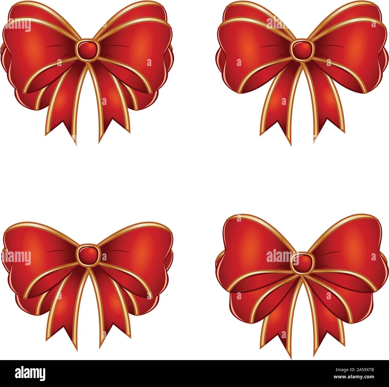 Set of red and gold gift bows on white background Stock Vector Image ...
