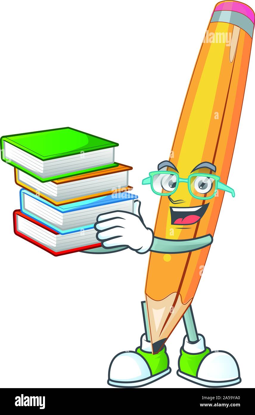 Student with book pencil isolated on a white background Stock Vector ...