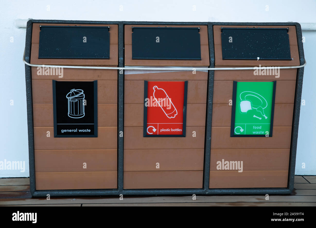 Garbage Container Onboard Recycling and waste containers on board Arcadia on its way to Canada in ...