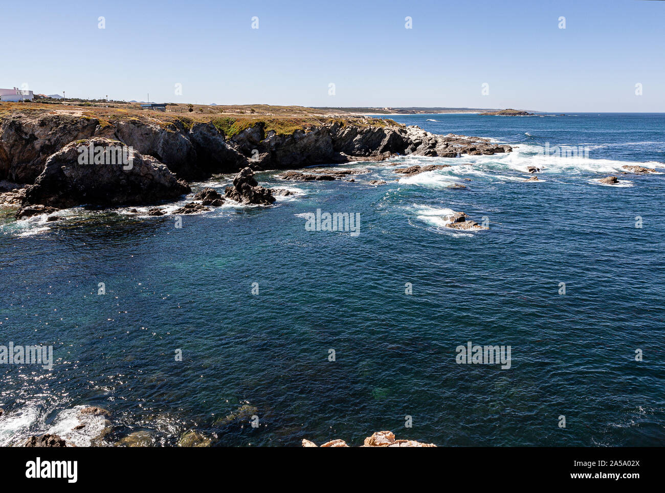 Route of the Fishermen, located in the southwest of Portugal, with its rock formations and crystalline sea. Stock Photo