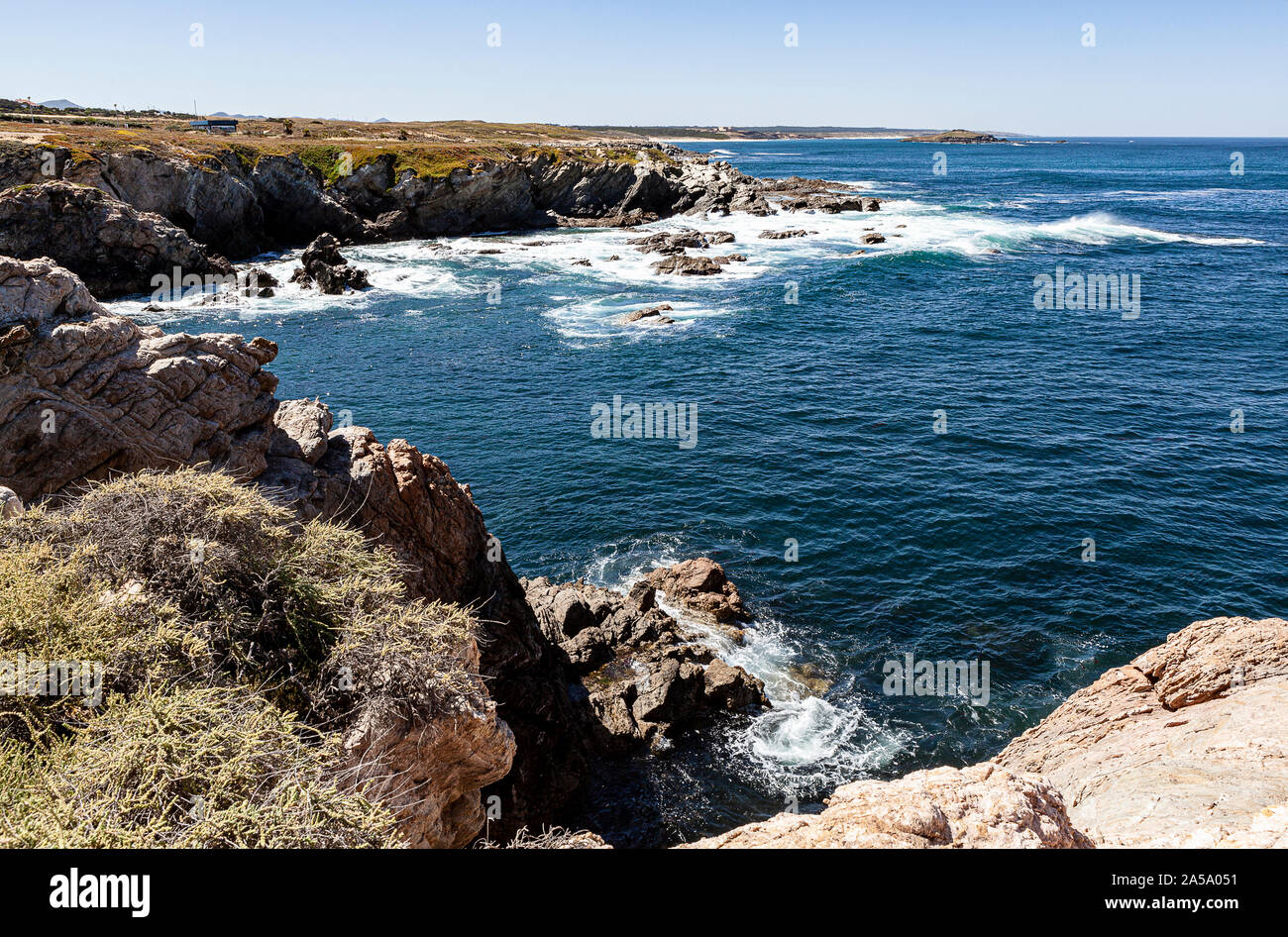 Route of the Fishermen, located in the southwest of Portugal, with its rock formations and crystalline sea. Stock Photo
