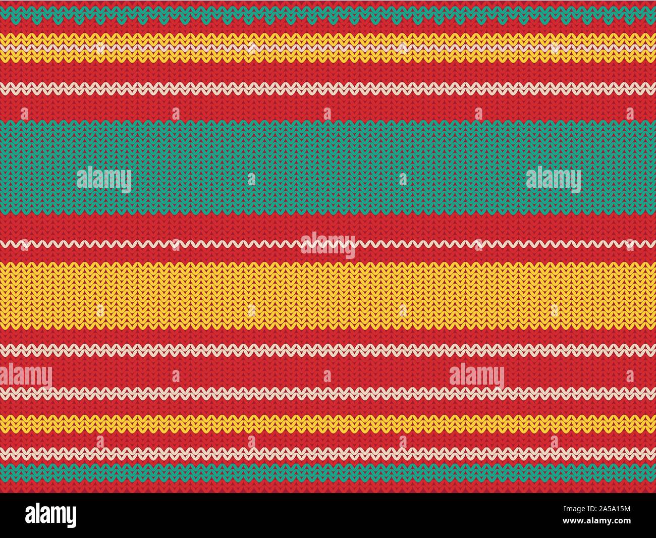 Decorative colorful striped knitted background, simple sweater pattern. Stock Vector