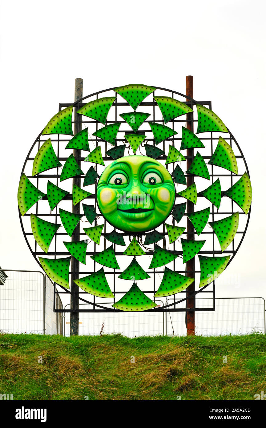 Blackpool Spring Blackpool illuminations display in daytime. The sun representing the ...