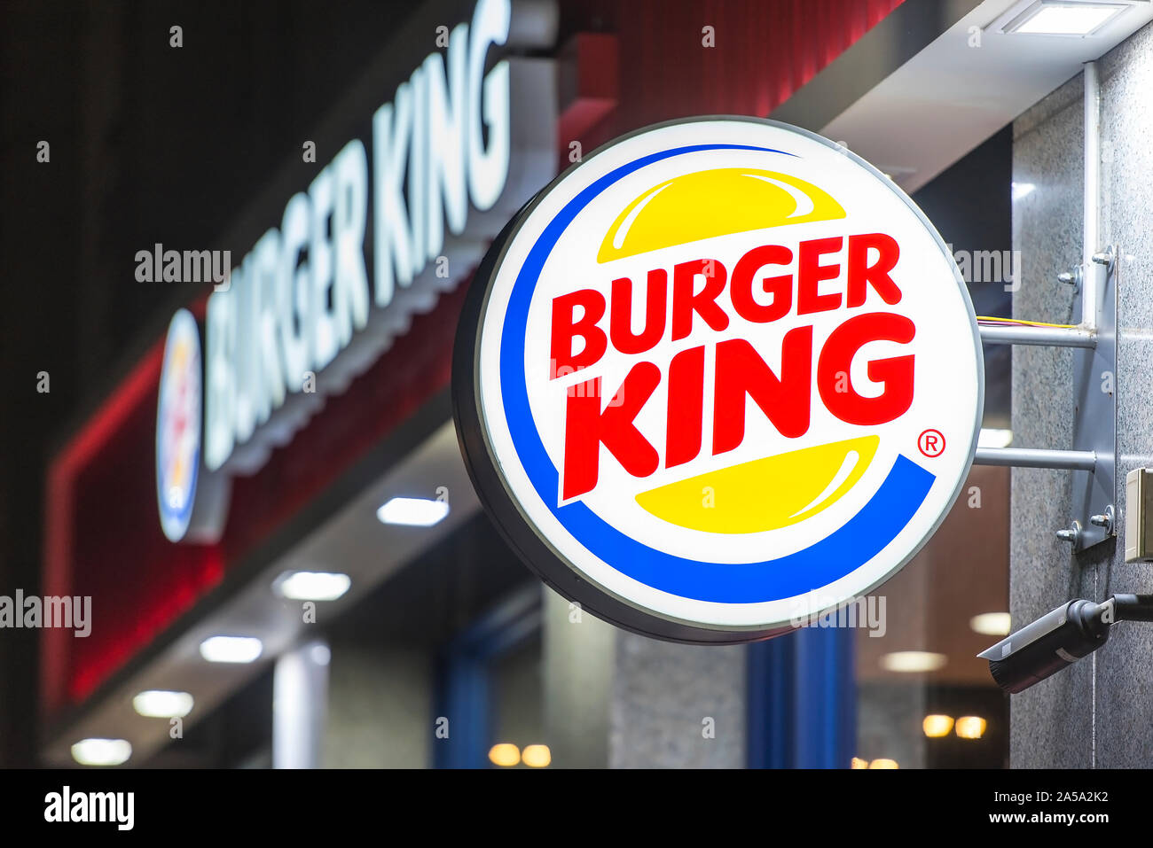 BERLIN - OCT 01: Burger King restaurant exterior - sign near the main entrance in Berlin on October 01. 2016 in Germany Stock Photo