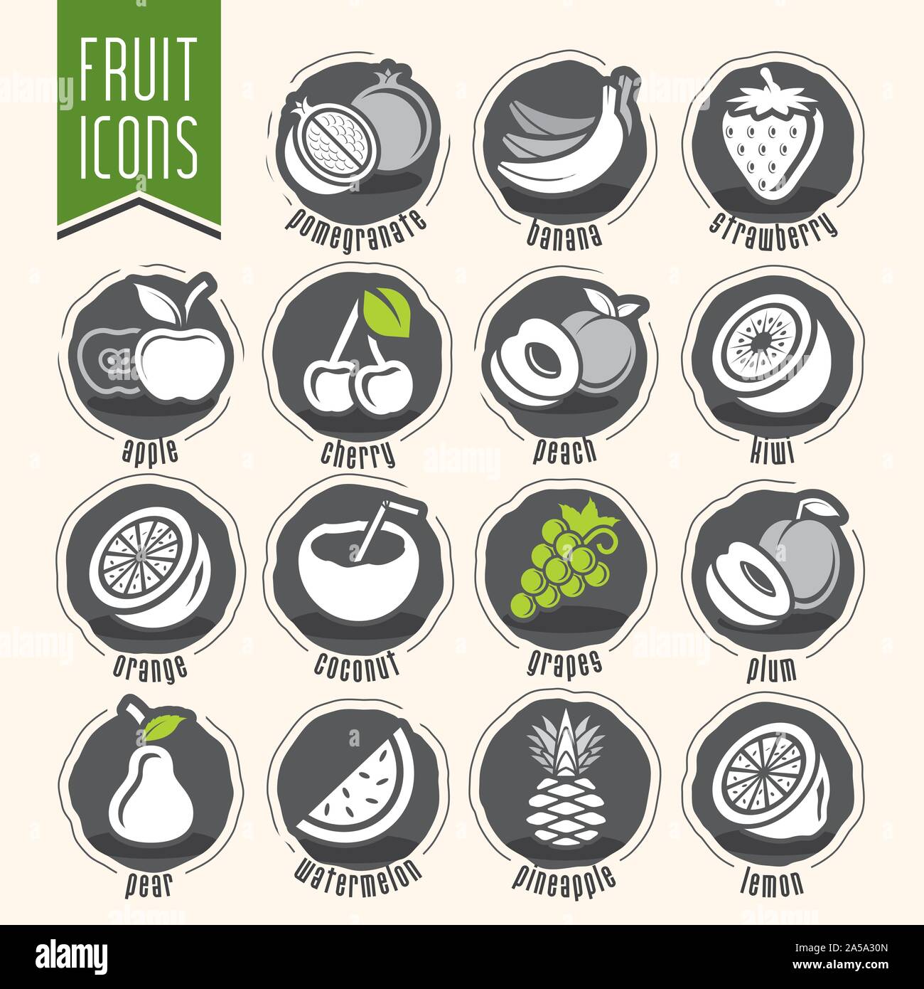 Ready design vector fruit icon set Stock Vector Image & Art - Alamy