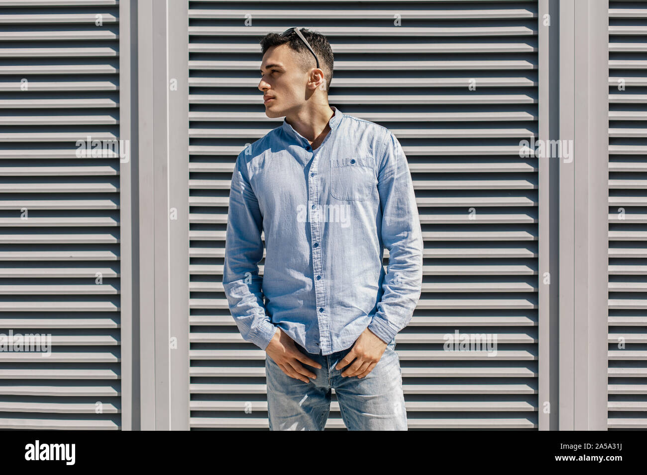 Male model posing outdoor hi-res stock photography and images - Alamy
