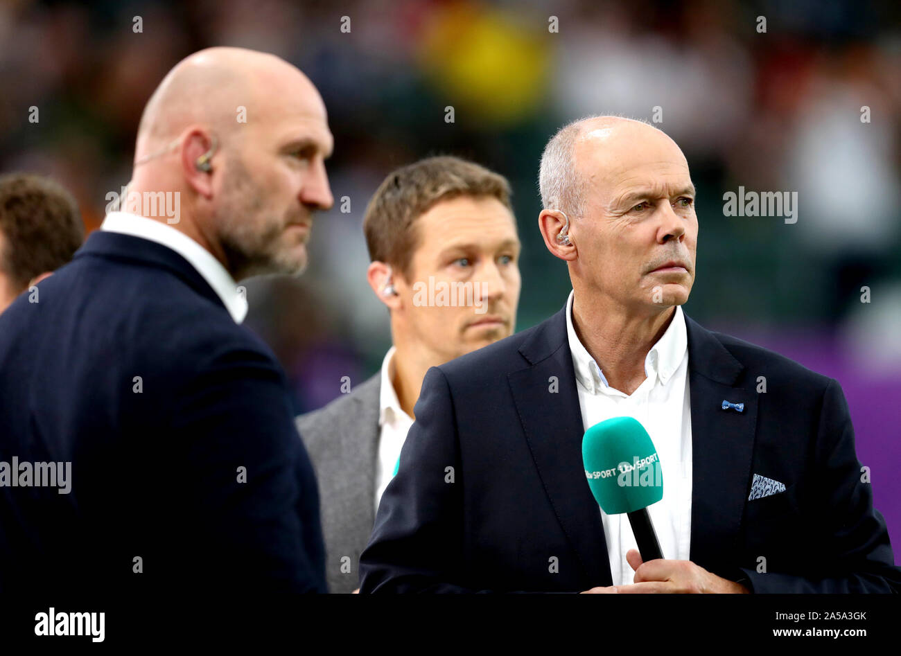 Itv Sport Commentators Sir Clive Woodward Right And Lawrence Dallaglio During The 2019 Rugby World Cup Quarter Final Match At Oita Stadium Oita Japan Stock Photo Alamy