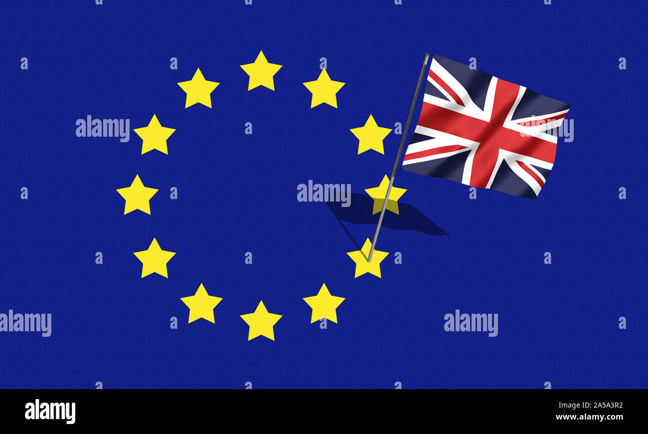 EU UK flag, Brexit, sovereignty concept. Referendum. Stock Photo