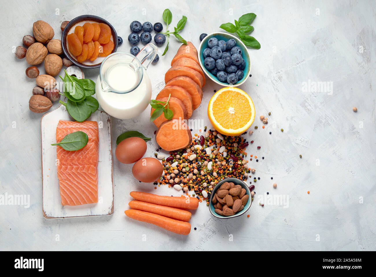 Food for eyes health. Foods that contain vitamins, nutrients, minerals