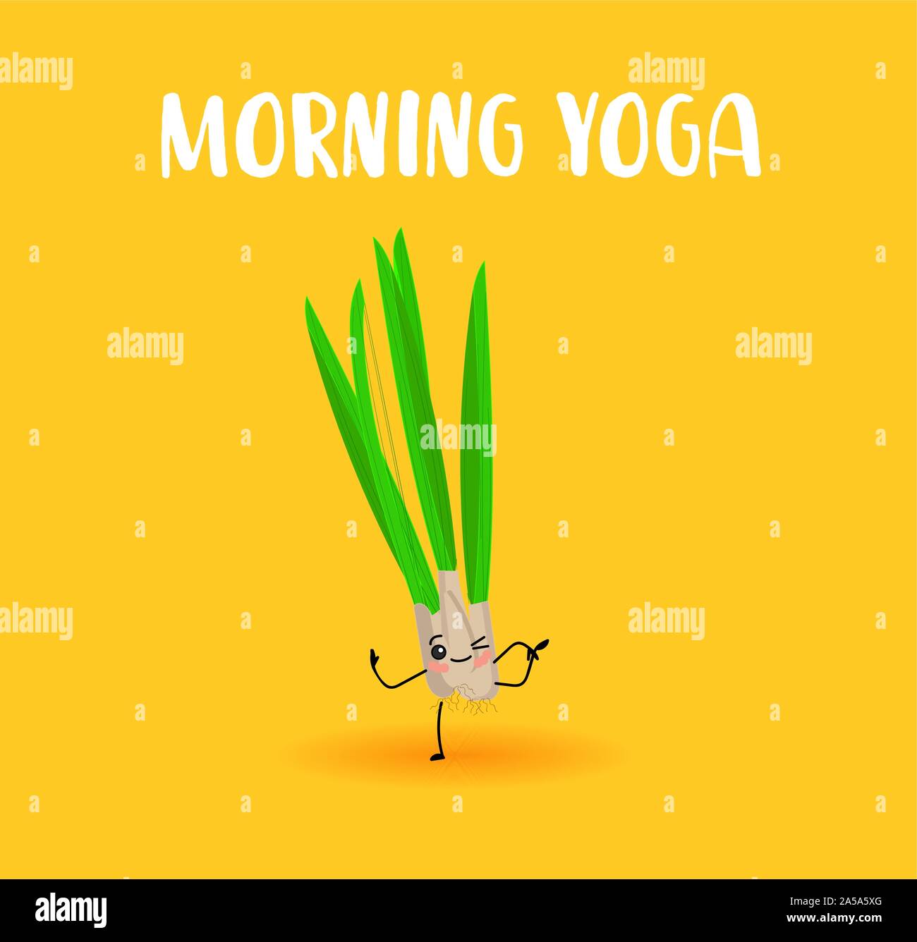 Leek. Vegetable Yoga. Character with eyes and hands Stock Vector Image