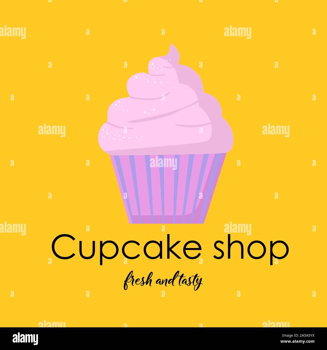 Cupcake Sweet desserts. Muffin with cream. Purple.. Stock Vector