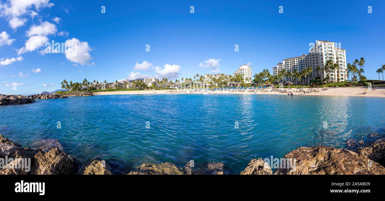 Ko Olina Lagoon 3 beach and resorts on the West Side of Oahu, Hawaii. Stock Photo