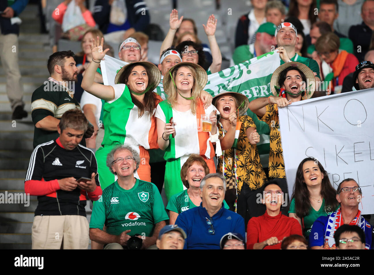 Ireland fans during the 2019 Rugby World Cup Quarter Final match at ...