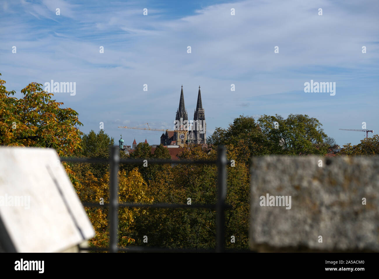 Regensburg is a city in Bavaria with a very well preserved old town and many churches Stock Photo