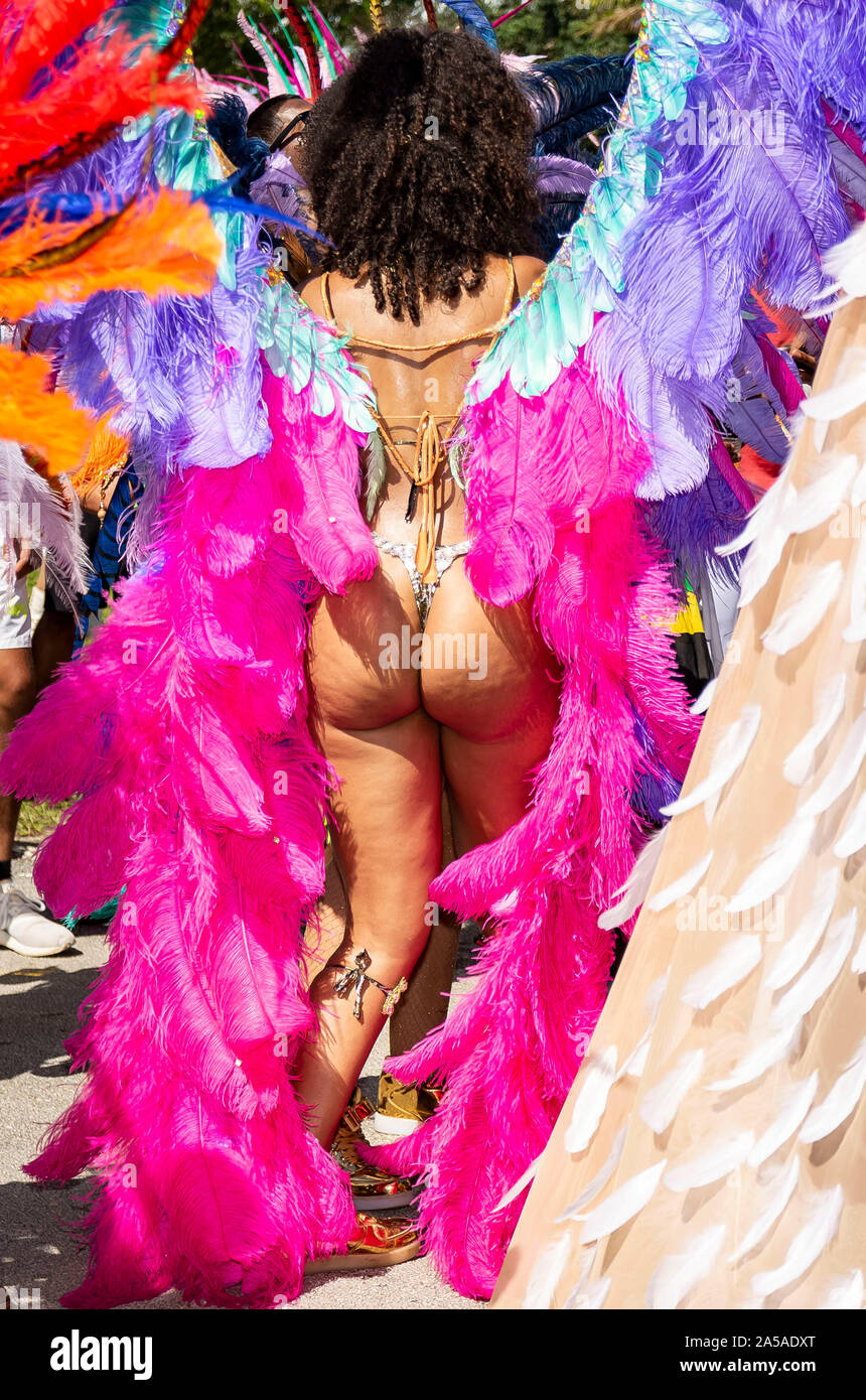 Parade of carnival bands at Miami carnival for 2019; Event was held at Miami Dade County fair and Expo Grounds on the 13th of October 2019 Stock Photo