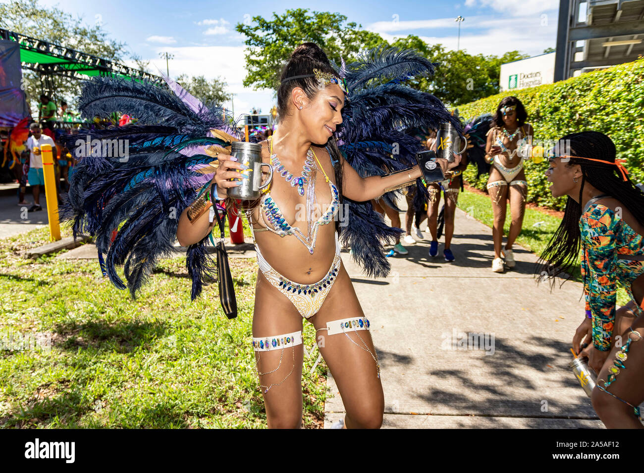 Parade of carnival bands at Miami carnival for 2019; Event was held at Miami Dade County fair and Expo Grounds on the 13th of October 2019 Stock Photo