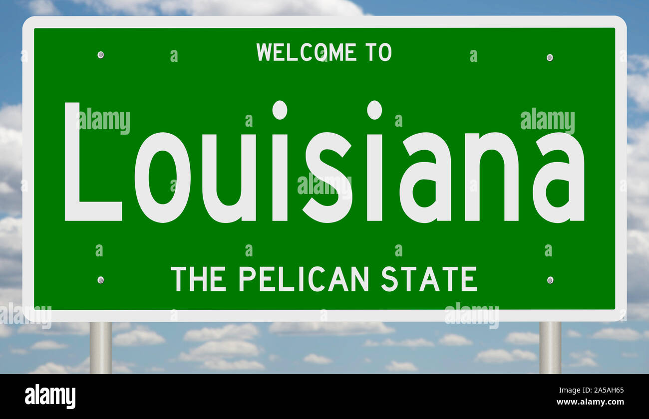 Rendering of a green 3d highway sign for Louisiana Stock Photo - Alamy