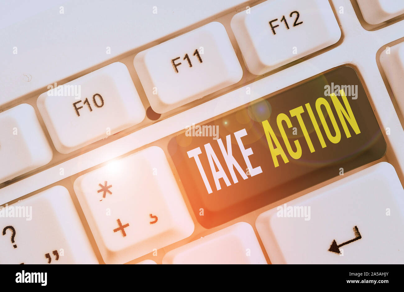 Writing note showing Take Action. Business concept for to do ...