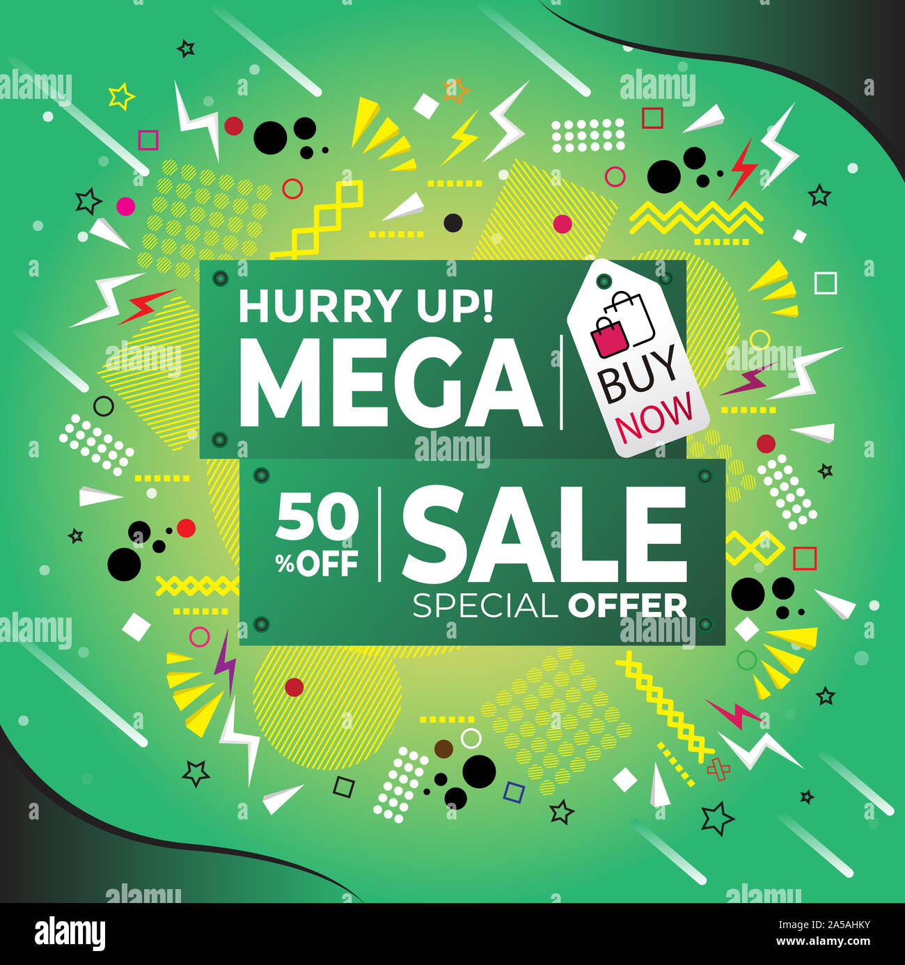 Sale banner template design, mega sale special offer  illustration. Stock Photo