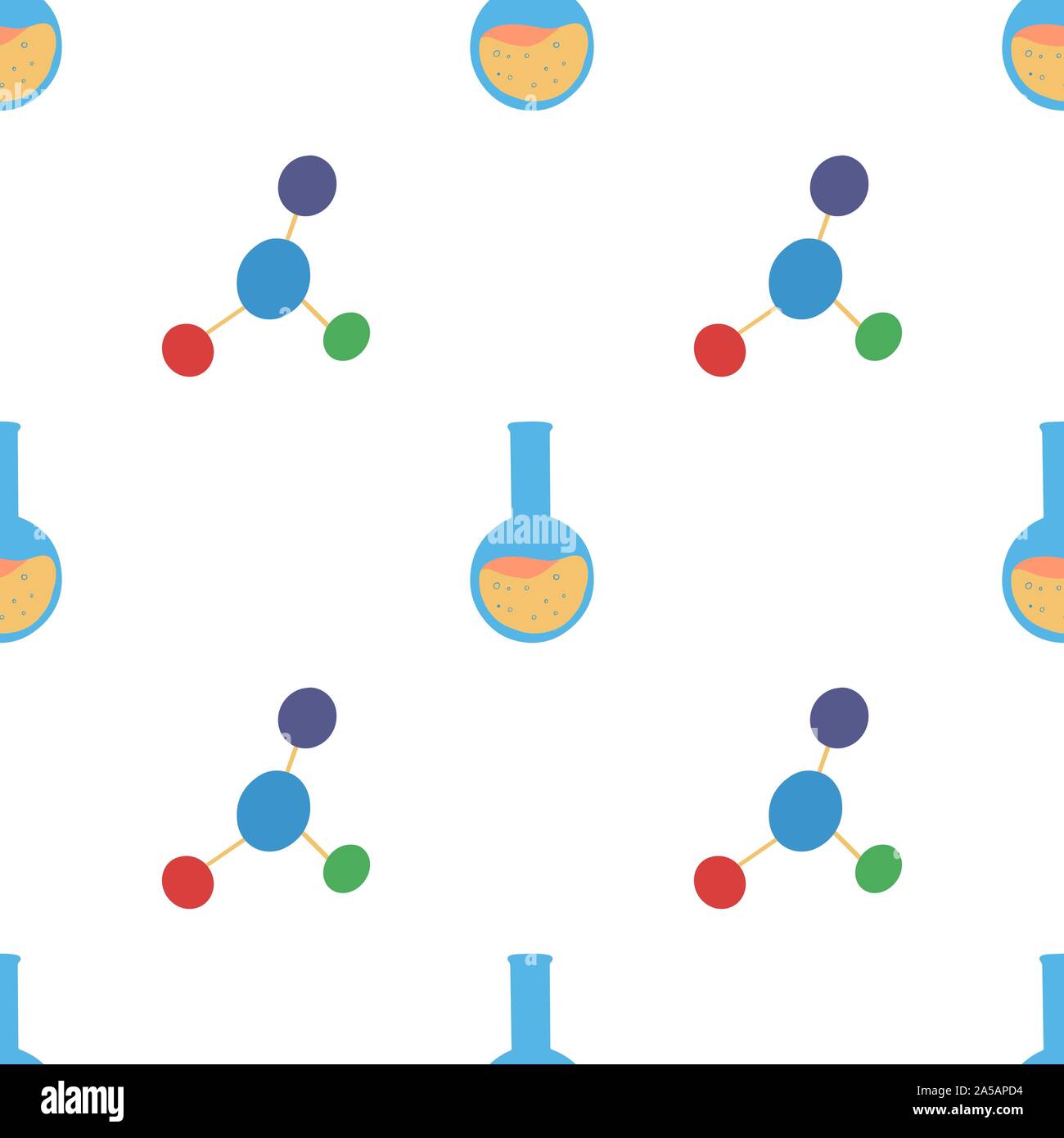 Chemistry seamless pattern molecule and flask, great design for ...