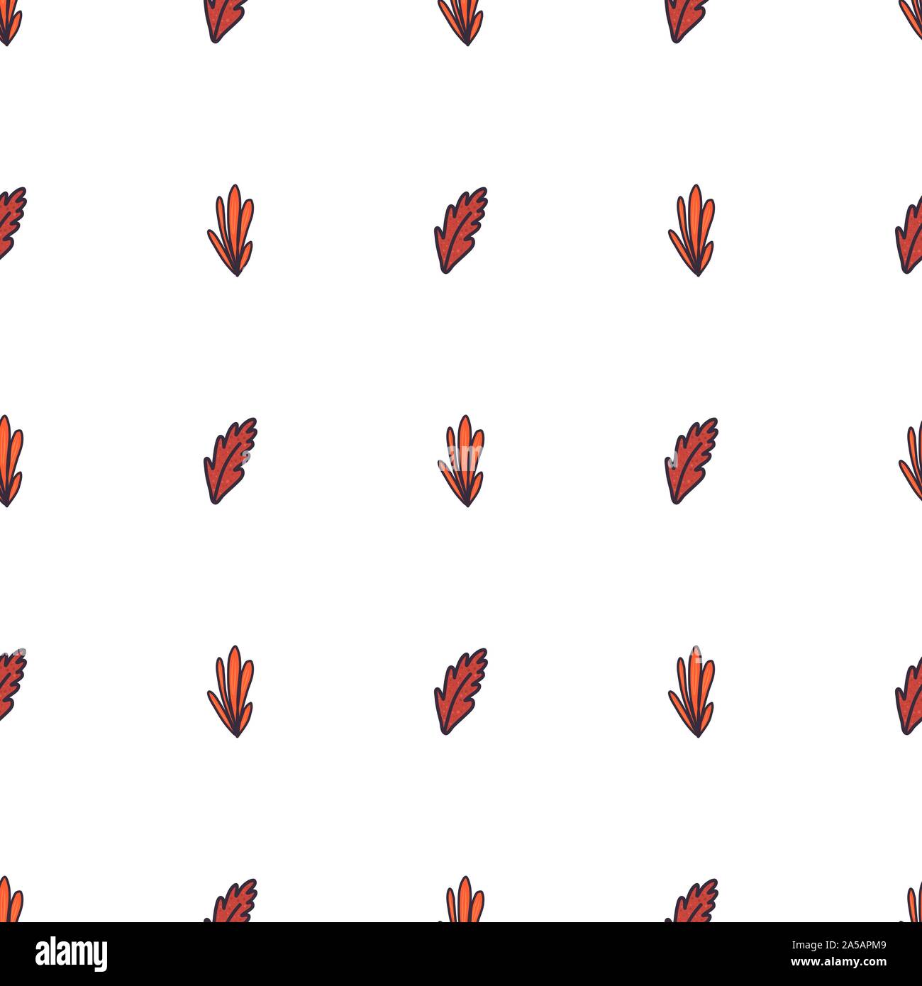 Orange leaf autumn seamless pattern on white background for fabric