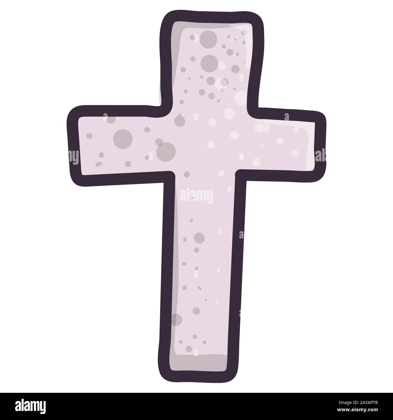 Illustration with stone cross for decoration design. Tombstone cemetery isolated. Halloween vector elements. Stock Vector