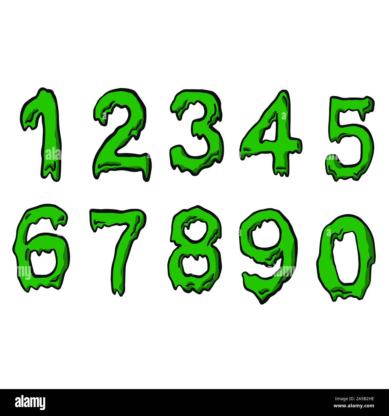 Green slime font number. Vector for Halloween design Stock Vector