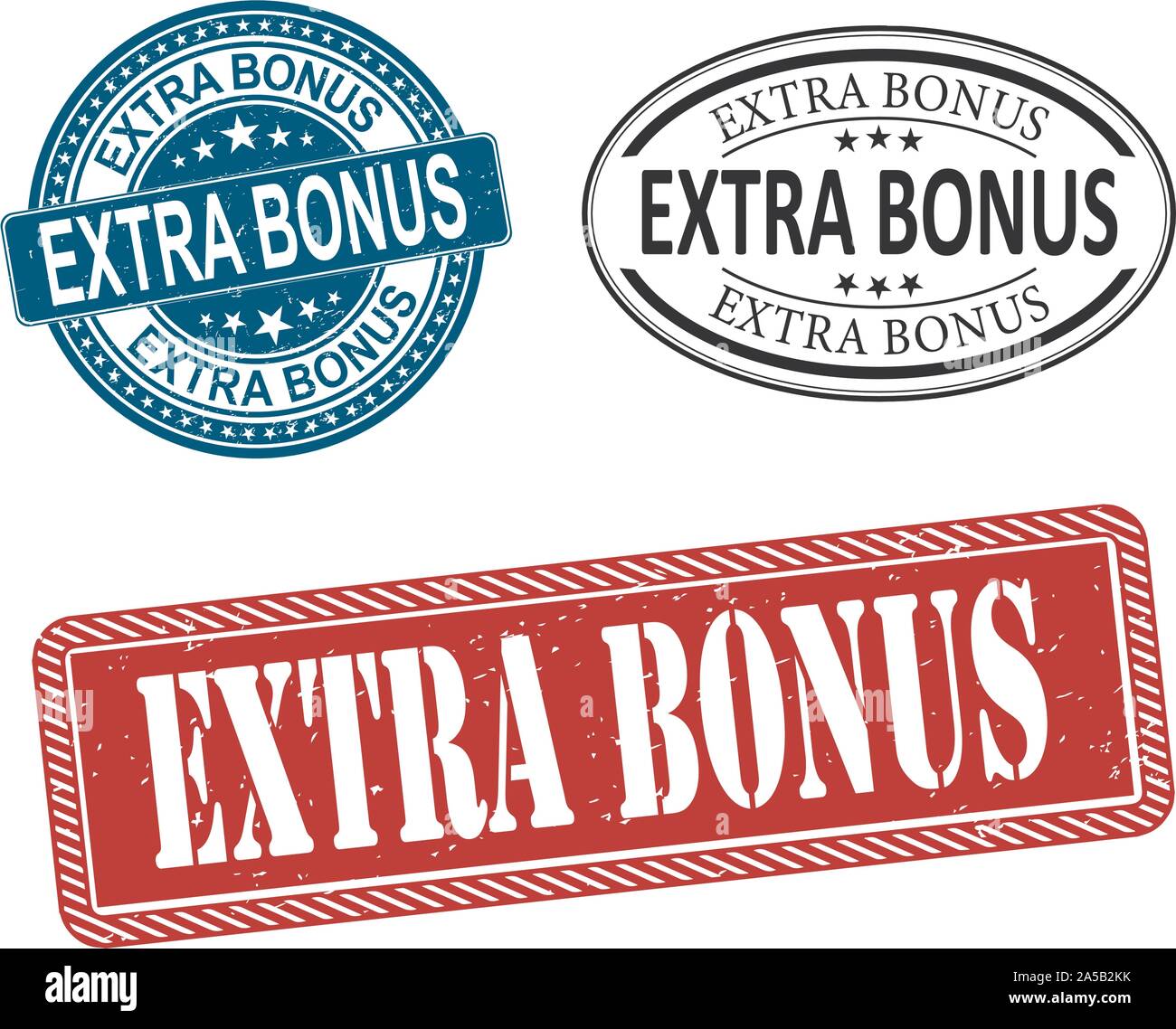 extra bonus web rubber stamp badge set on a white Background Stock Vector
