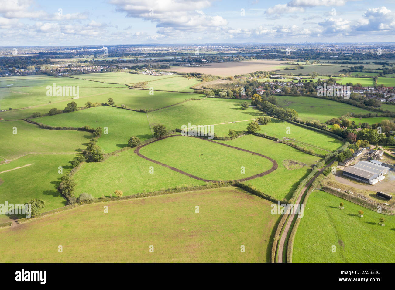 Aerial photo of farmland uk Stock Photo