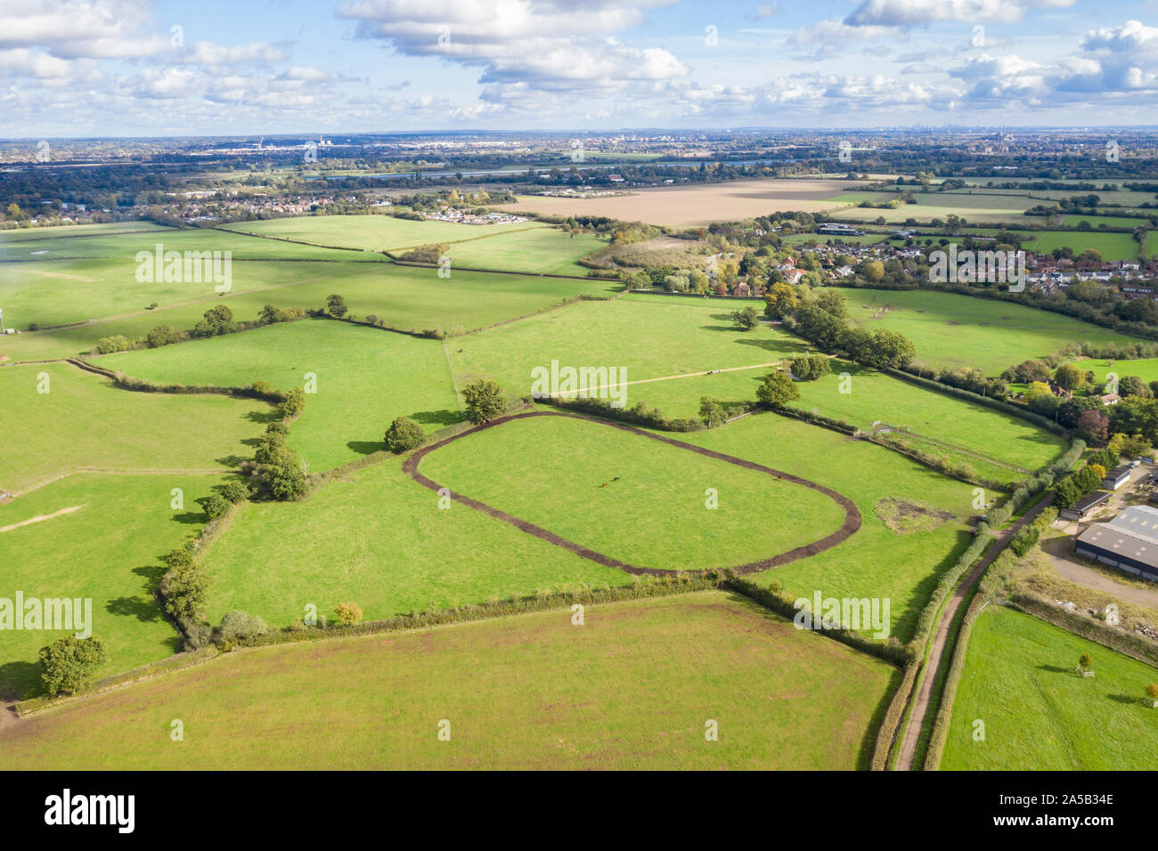 Aerial photo of farmland uk Stock Photo