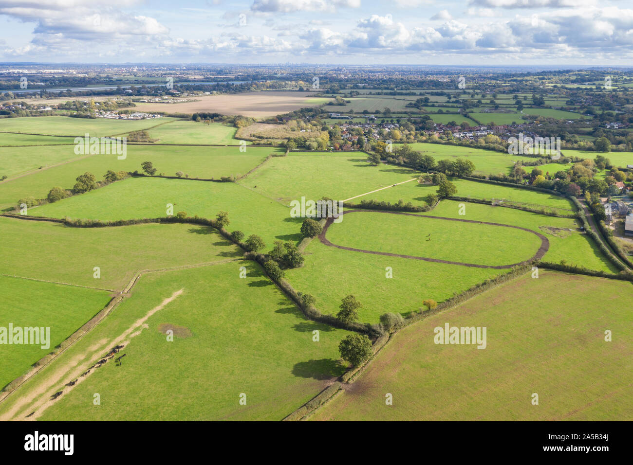 Aerial photo of farmland uk Stock Photo