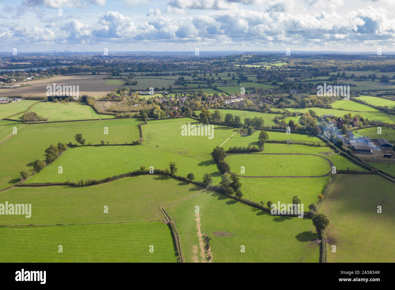 Aerial photo of farmland uk Stock Photo