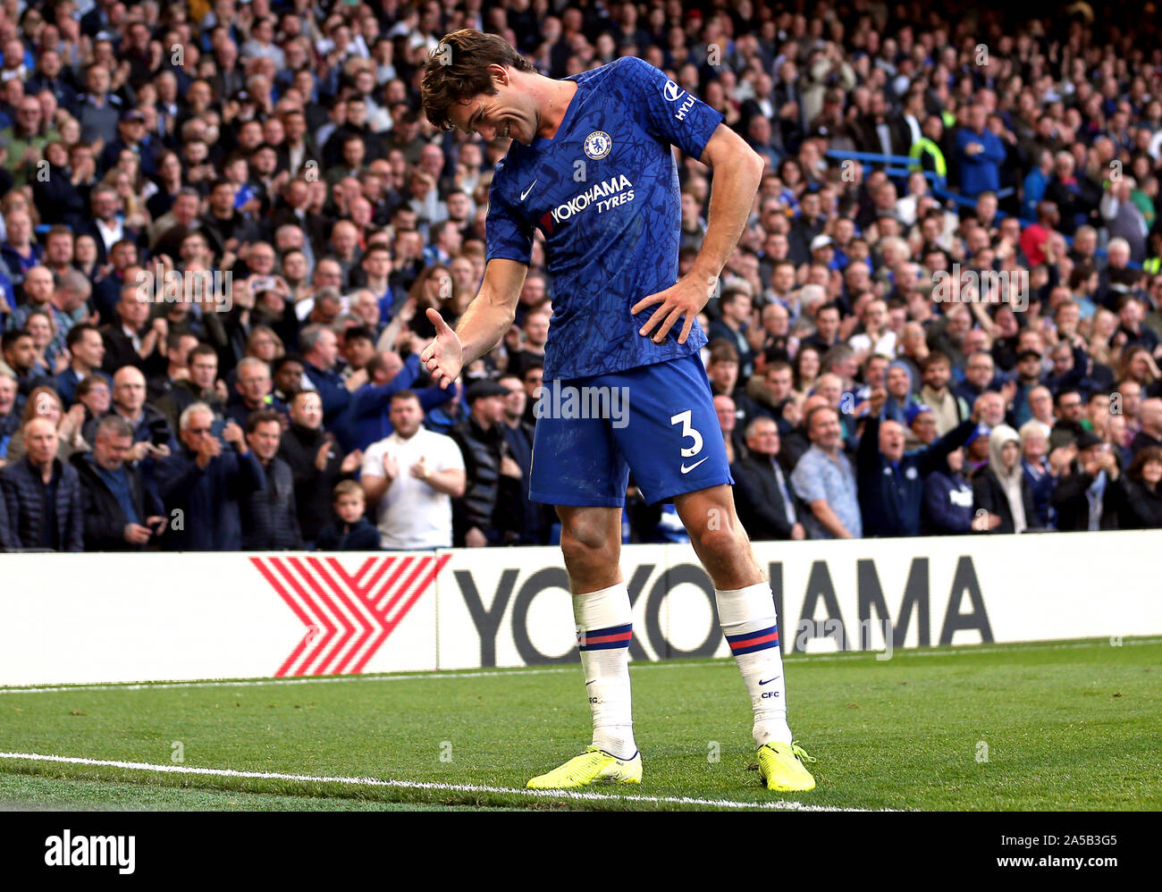 Chelsea's Marcos Alonso celebrates scoring his side's first goal of the ...