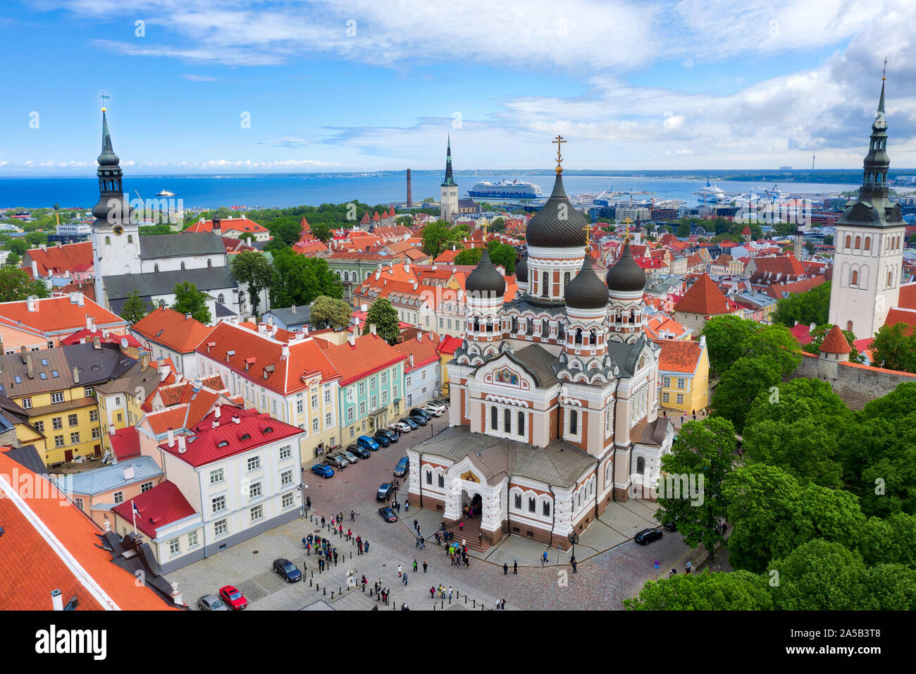 Aerial of central Tallinn, Estonia, taken in May 2019 Stock Photo