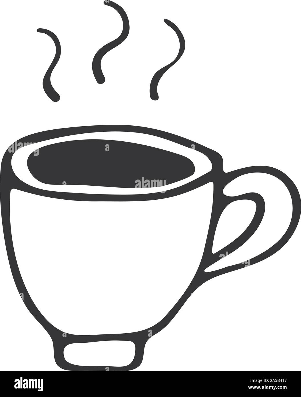 A cup of coffee black and white doodle style. Hand drawn illustration ...