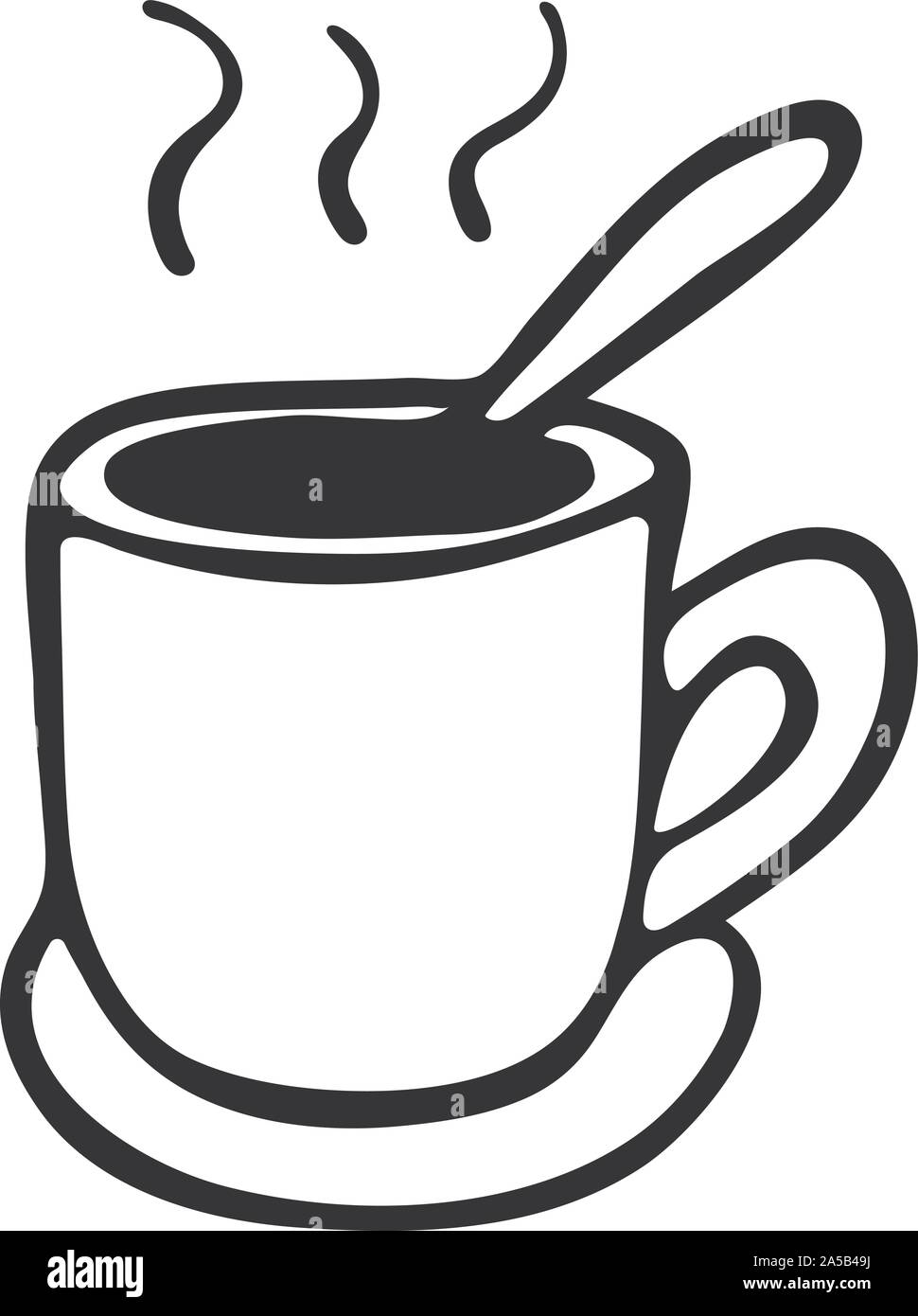A cup of coffee or other drinks black and white doodle style. Hand ...